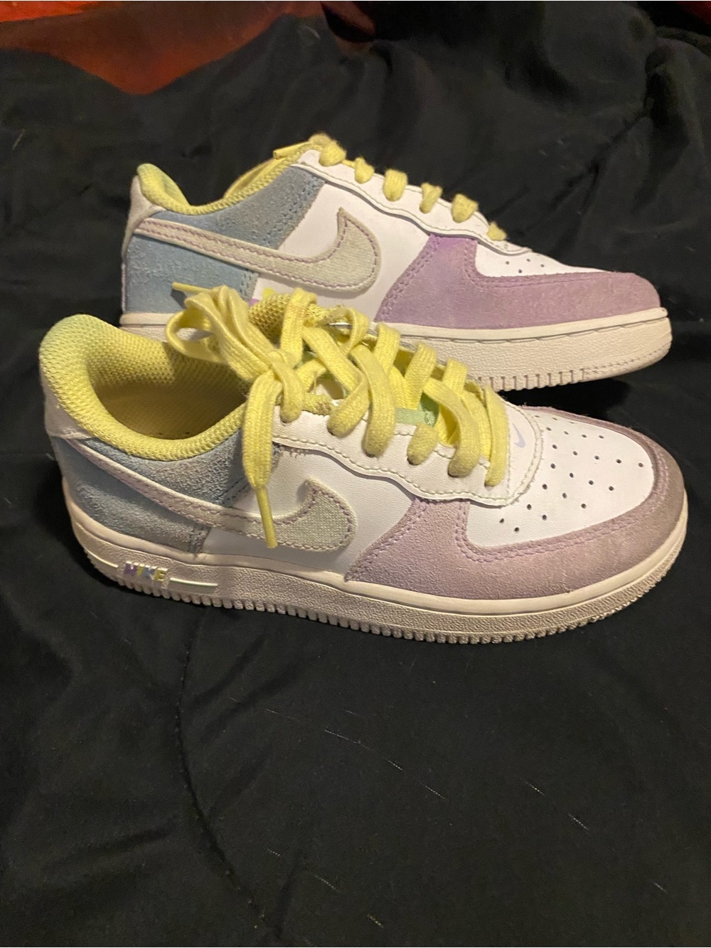 Nike Air Force 1 Pastel Lavender, Light Blue & Yellow Accents